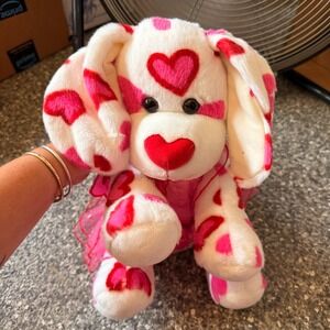 Build-A-Bear Heart Print Puppy Dog Pink Tutu Fairy Wings Valentine Plush Toy
